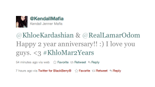 Illustration for article titled Khloe And Lamar's Anniversary Celebrated Exclusively On Twitter